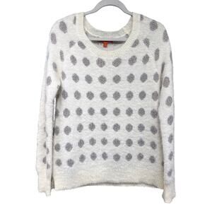 Modcloth White Small Sweater Polka Dot Eyelash Sparkle New Year's Cozy Rainbow